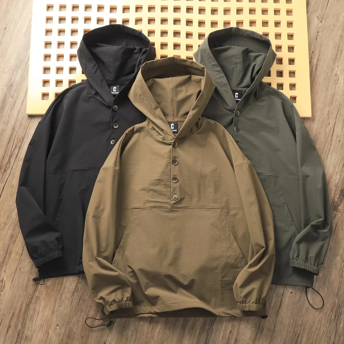 

Casual ex Spring Summer Hooded Loose Fit 3D Versatile Jaet Windbreaker Breathable Outerwear for Couples Faion Urban S...