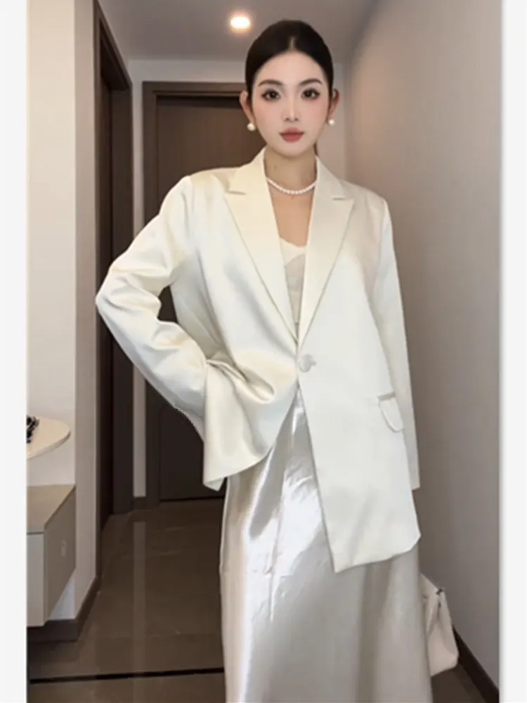 

Women'S Suit Female Clothing Elegant Woman Blazer High-Quality Sun-Proof Back-Slit Aesthetic Sleeved Ins Breathable Creativity