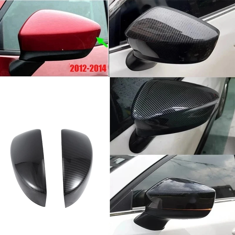 

For Mazda Hatchback CX-5 CX5 2012-2014 ABS Side Door Mirror Carbon Fiber Look Car Rear View Rearview Caps Trim