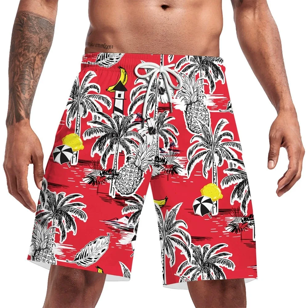 Hawaii Coconut Tree Beach Shorts Swimwear 3D Print Men's Oversized Surfing Board Pants Holiday Swimsuits Trunks Kids Clothing