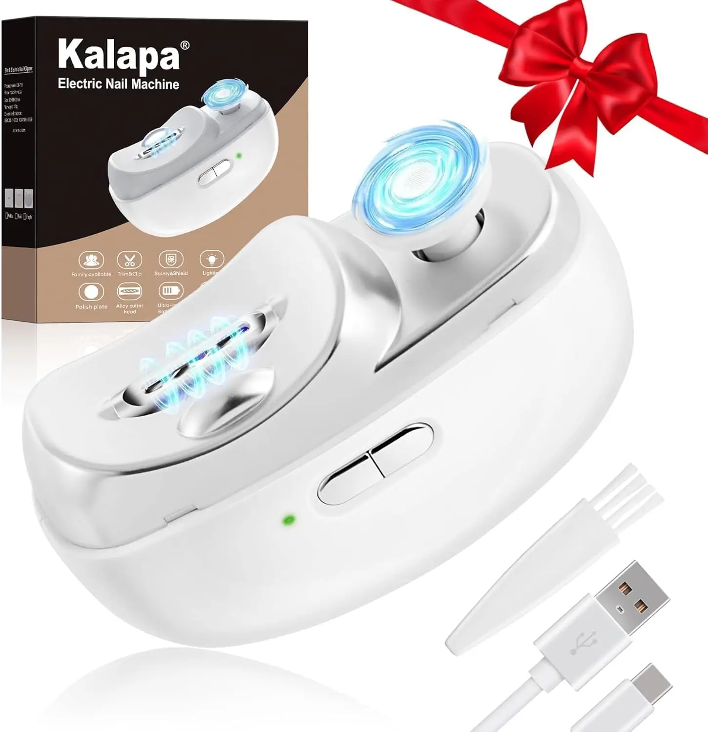 

3-in-1 Electric Nail Clipper with Polishing, Dust Storage & LED Light, Safe for All Ages, Gifts for Women Men Mom Dad