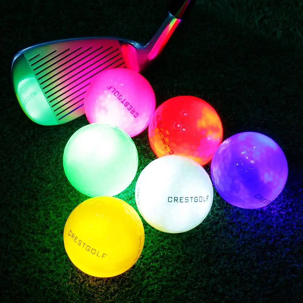 10 Pack Crestgolf Glow in The Dark Golf Balls for Night Light Up LED Golf Ball Six Colors for Your Choice