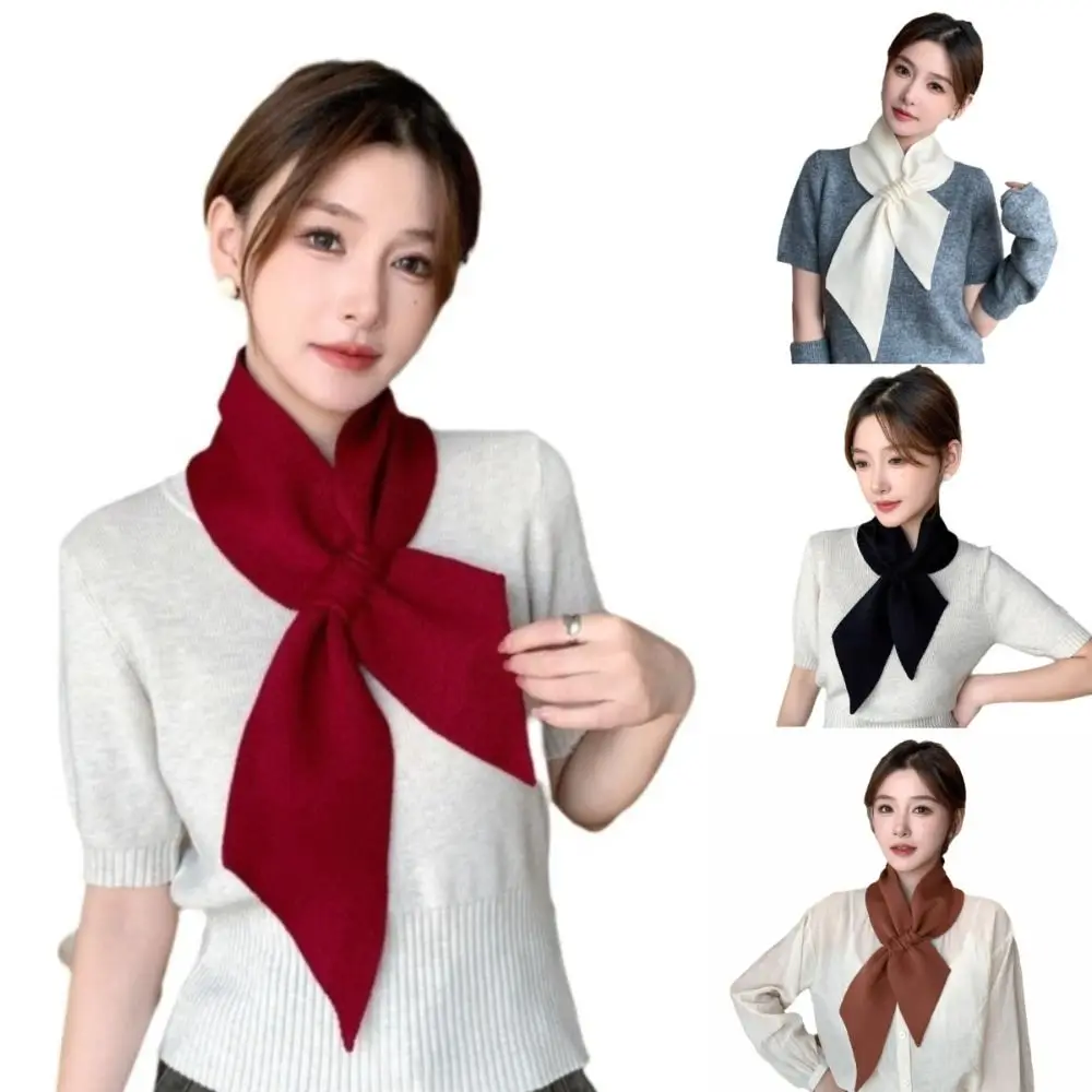 

Сплошной цветной шарф с крестом, утолщенный вязаный шерстяной шарф, чистый цвет, универсальный дизайн, стильный аксессуар, зимний сезон