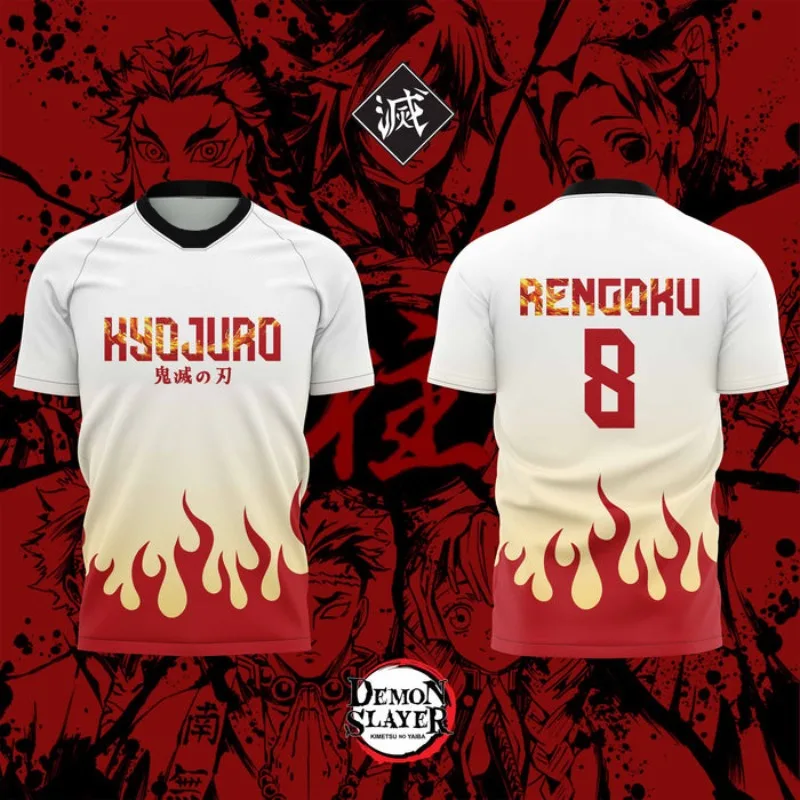 

Джерси RENGOKU Demon Slayer для взрослых и детей, летняя повседневная модная одежда с 3D принтом в стиле аниме и короткими рукавами для ролевых игр