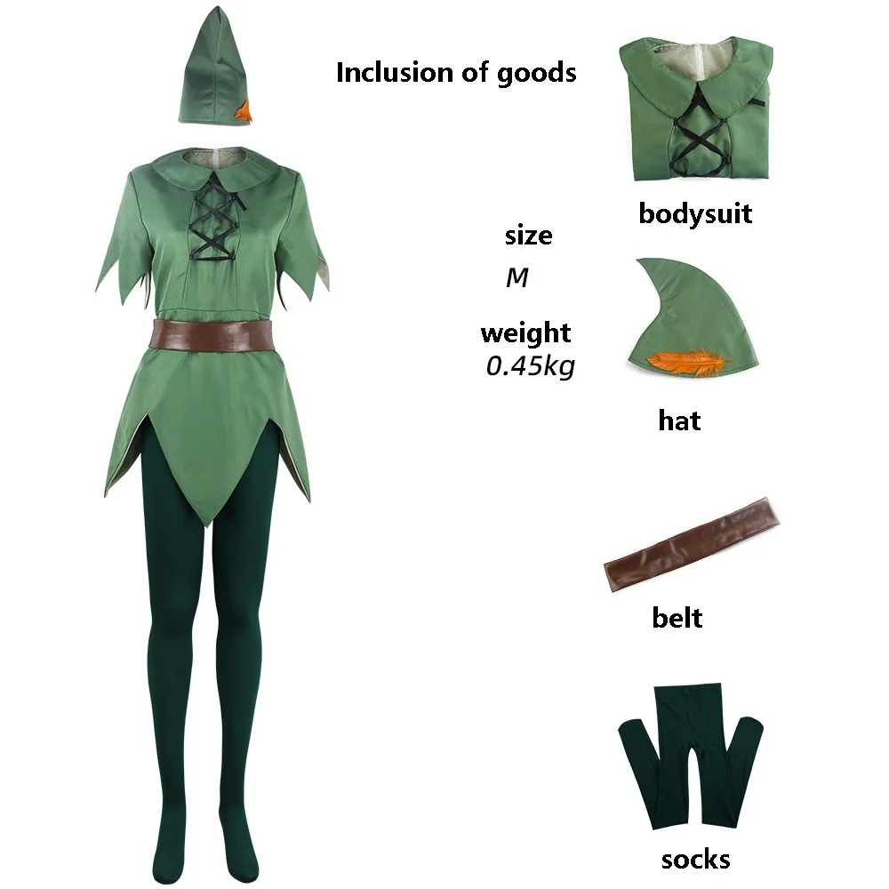 Disfraz de Peter Pan, traje de hada elfo verde, disfraz para Halloween, actuación en escenario, traje de actuación.