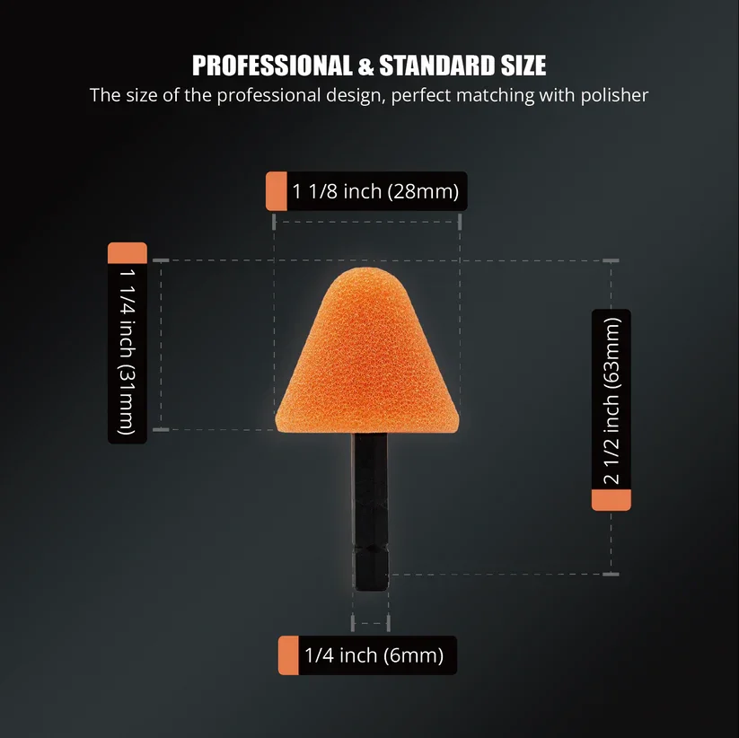 SPTA Mini Polishing Pads,5Pcs Orange 5mm Shank Flexible Shaft Cone Pads ,Car Detailing Pads For Small Area for Flexible Shaft