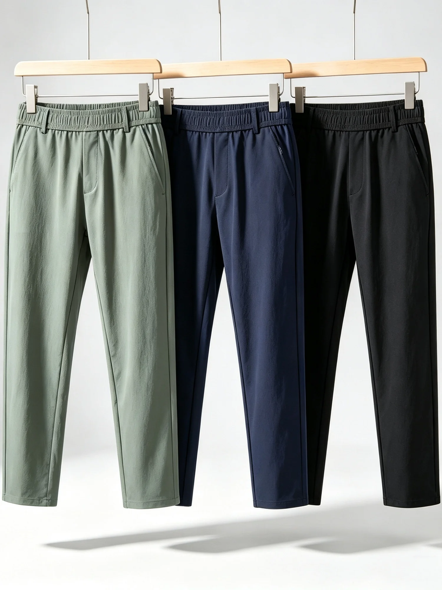 Water-Resistant Comfortable Straight Leg Casual Pants for Men Outdoor Leisure Four-Way Stretch Tech Fleece Autumn Season
