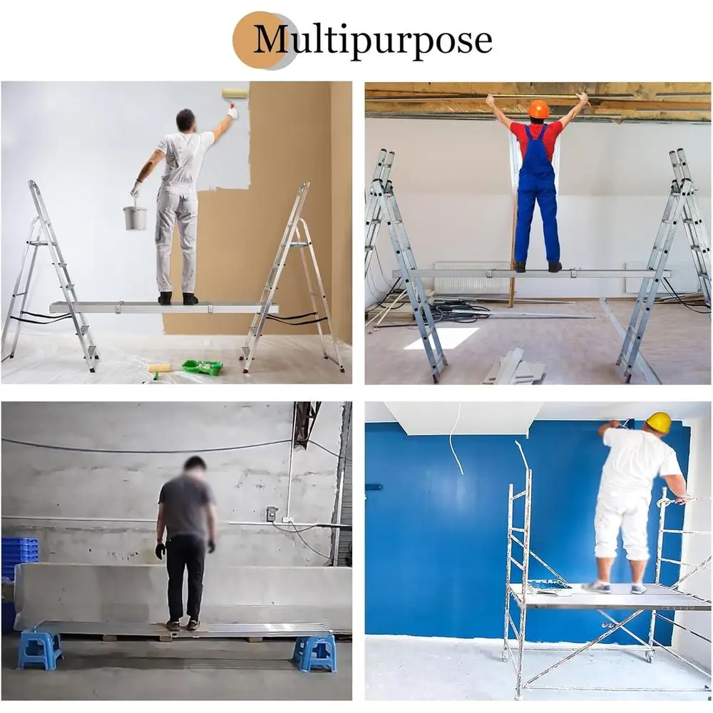 Adjustable Aluminum Scaffold Tower with Work Platform and Ladder Brace, Extends 4.9ft-8.7ft for Ceiling Work