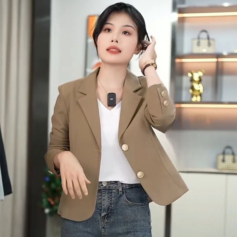 Spring Autumn New Chic Blazer Jacket Women Outwear Fashion Slimming All-Match Loose Single-Breasted Short Office Suit Coat Tops