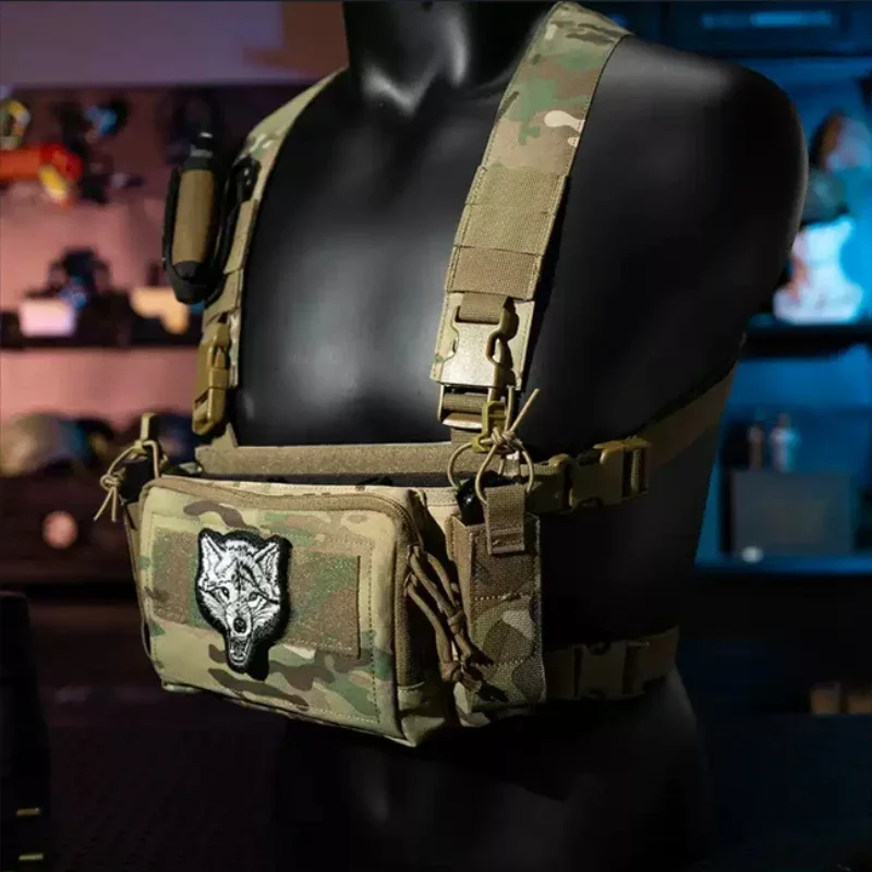 Lightweight Outdoor Chest Rig Storage Vest 500D Matte Nylon Multi Pocket Carry Pack for Outdoor Game Activity