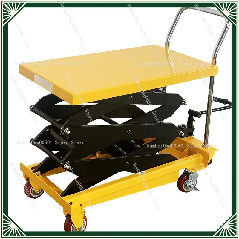 Mobile manual hydraulic lift platform car Mobile electric lift Small simple scissor lift