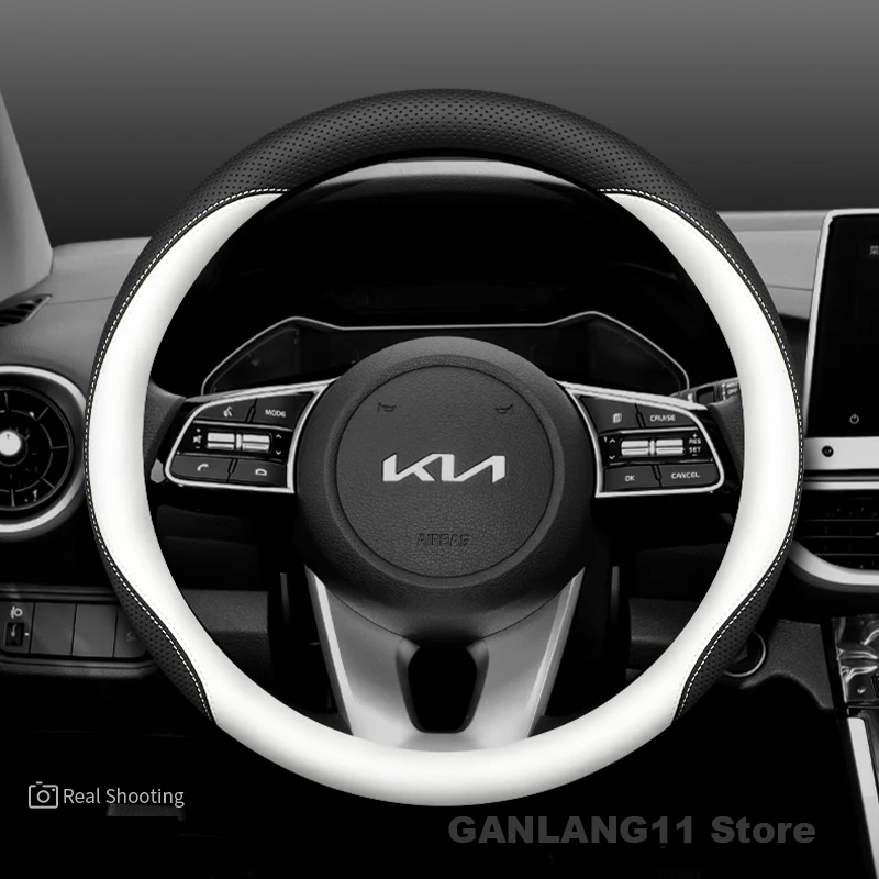 

Leather Car Steering Wheel Cover For Kia Carnival Sorento Rio Niro Seltos Round Non-slip Auto Steering Wheel Accessories 2025