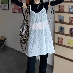 Sleeveless Summer Dresses Women Mini Baggy All-match Sheer Leisure Korean Stylish Sweet Streetwear Young Chic Designed Vestidos