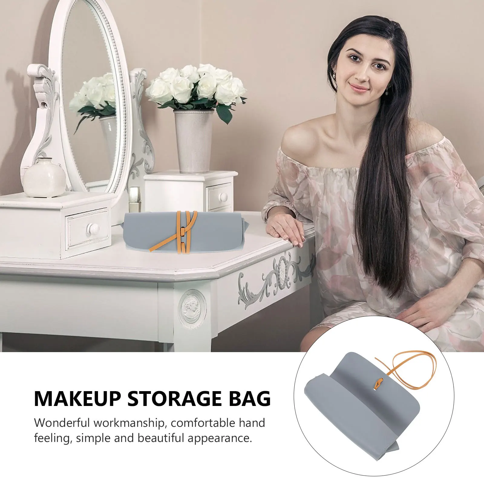 

Bag Multi-Functional Makeup Brush Pouch with Exquisite Craftsmanship Simple Beautiful Appearance for on-The-Go Use