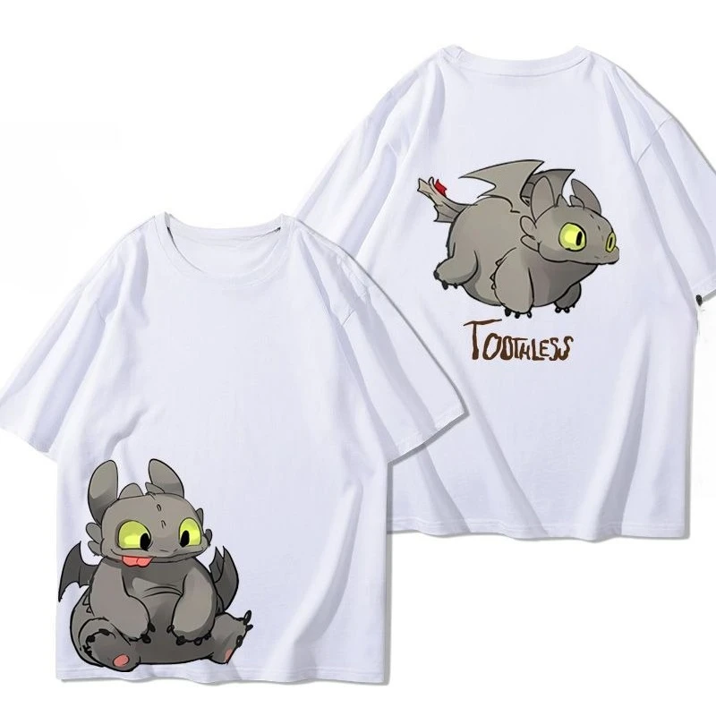 Miniso كيفية تدريب التنين الخاص بك بلا أسنان الصبي إيدي بيكاتشو حول قصيرة الأكمام الرجال والنساء الصيف القطن تي شيرت الاتجاه #2