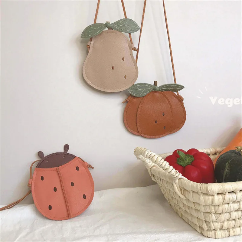 Highly Recommend ! Baby Cute Bags Pumpkin / Pear / Ladybug Cartoon Cute Kids Small Bags Wholesale Toddler Accessories