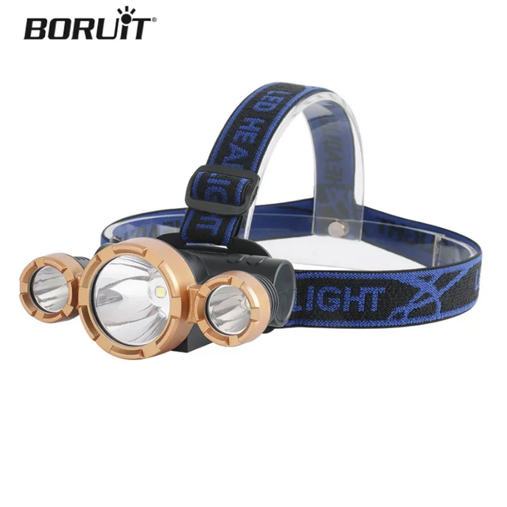 BORUIT LED Headlamp Rechargeable 18650 Battery Flashlight Rechargeable Work Fishing Torch Camping Search Lantern（Clearance sale）