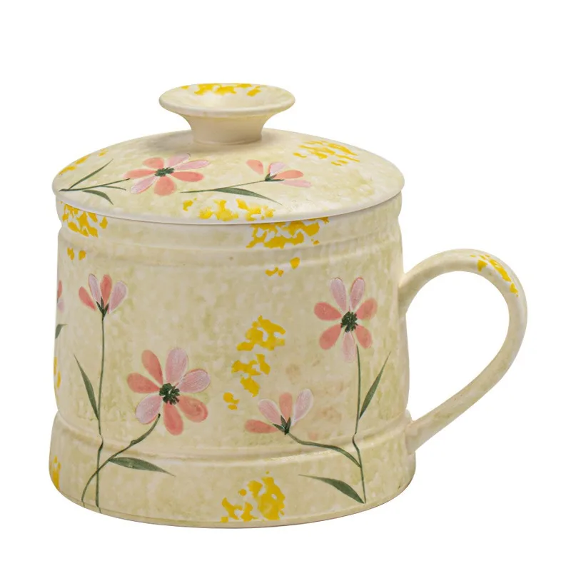 

Hand painted small daisy water cup household ceramic teacup mug office