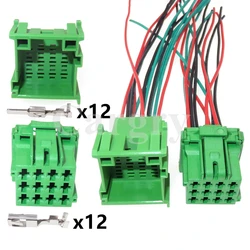 1 Set 12P AC Assembly Auto CD Player Electric Wire Connector 1-967627 8-968972-1 1-967627-1 Green Car Connector With Terminal
