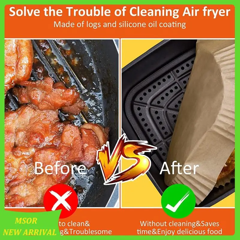 Doings!Air Fryer Liners Disposable Paper For Ninja Dual,200 Pcs Air Fryer Liners Rectangle, Air Fryer Accessories