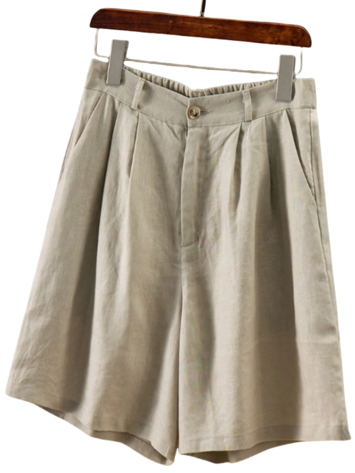 Sommer Dünne Baumwolle Leinen Breite Bein Hosen frauen Casual ort orts Lose Fit Hohe Taille Fünf-Viertel Länge pendeln Sle