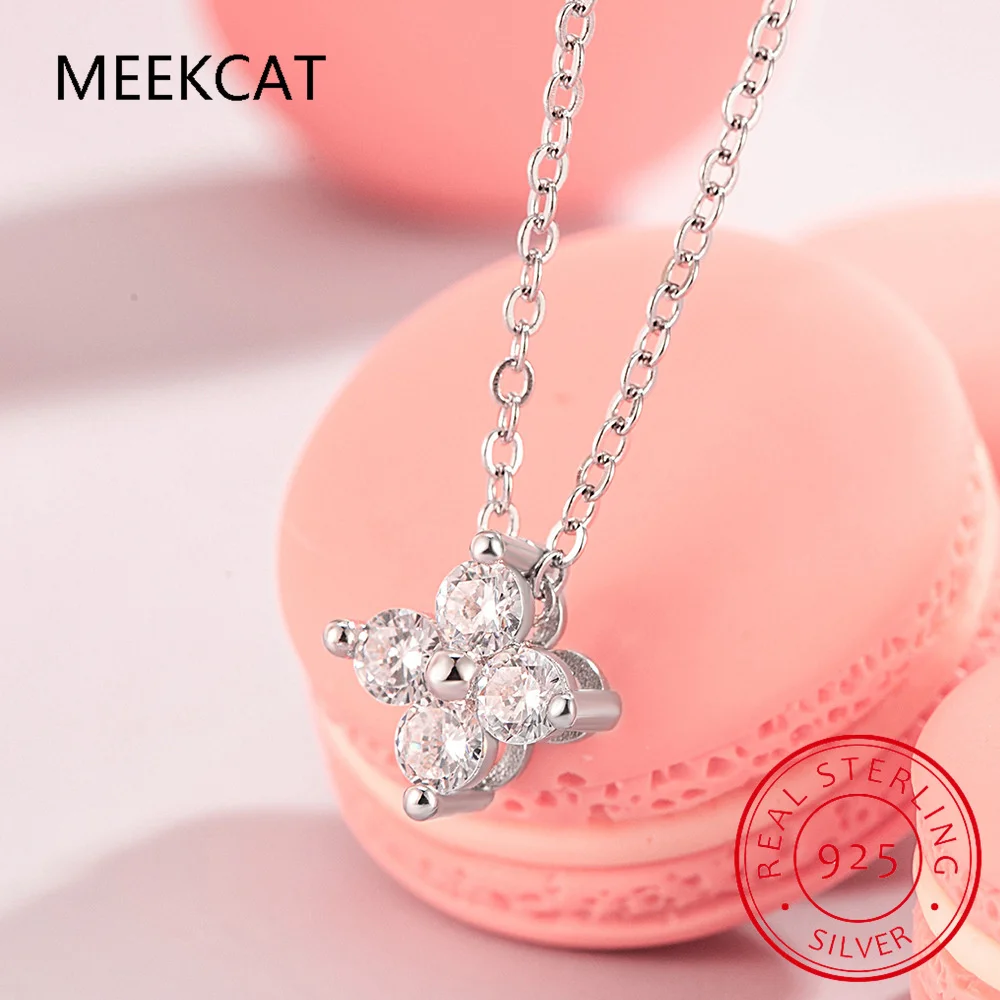 

Lucky Clover Necklace Four Leaf Certified D0.40CT Moissanite Pendant Solid 925 Sterling Silver Women's Charm Jewelry Gift
