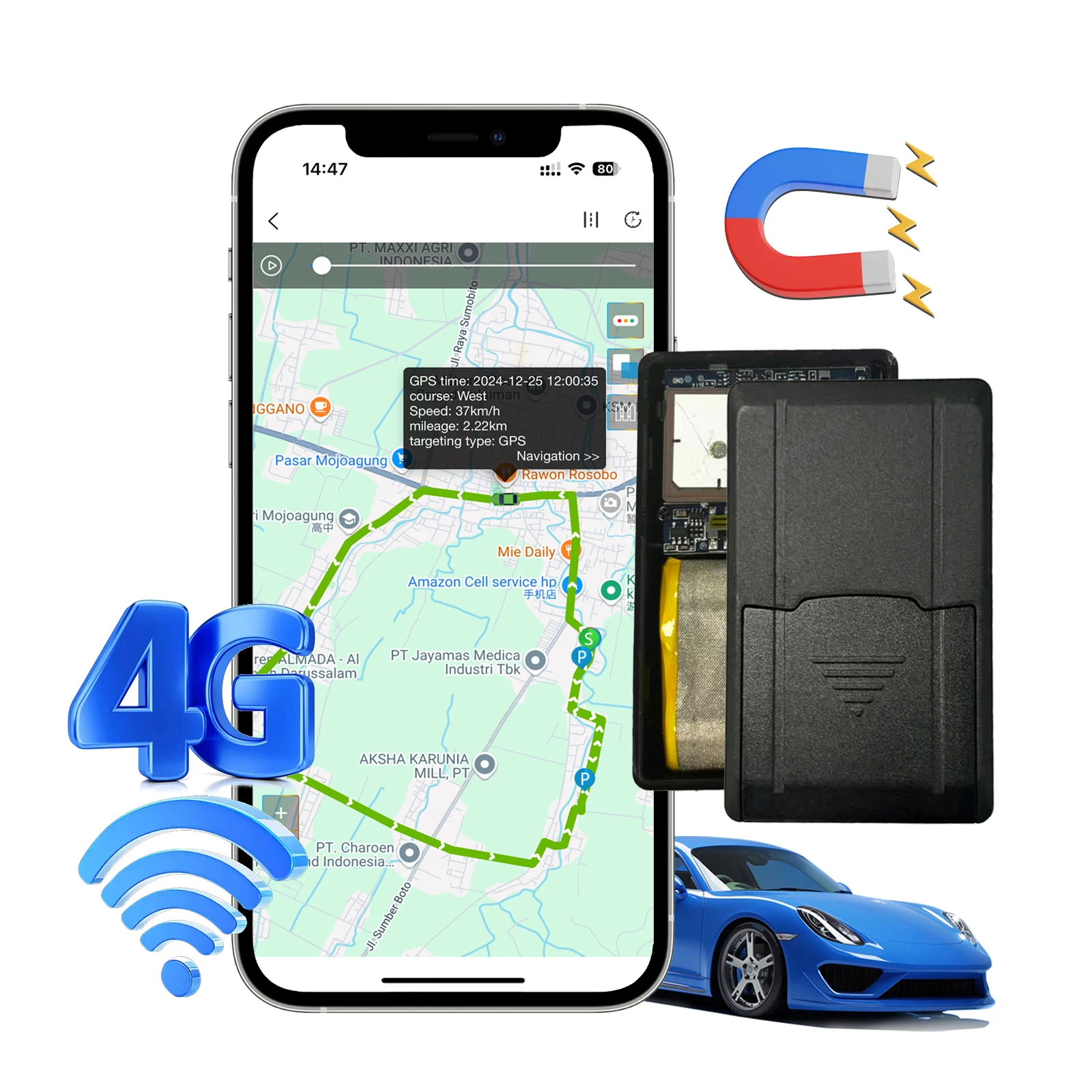 C7 Mini GPS Tracker for Cars & Vehicles - 5-Year Battery Life Wireless Hidden Tracker for Trucks & Trailers No Subscription Requ