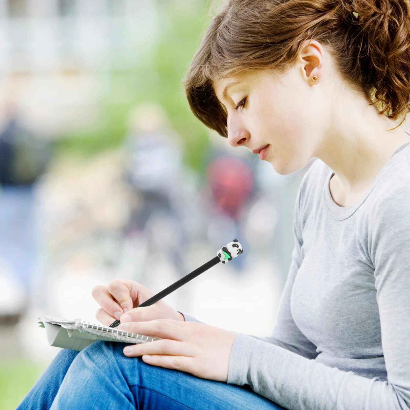 12 Pcs Panda Novelty Pen Animal Designed Gel Pens Signature Stationery Plastic Ink