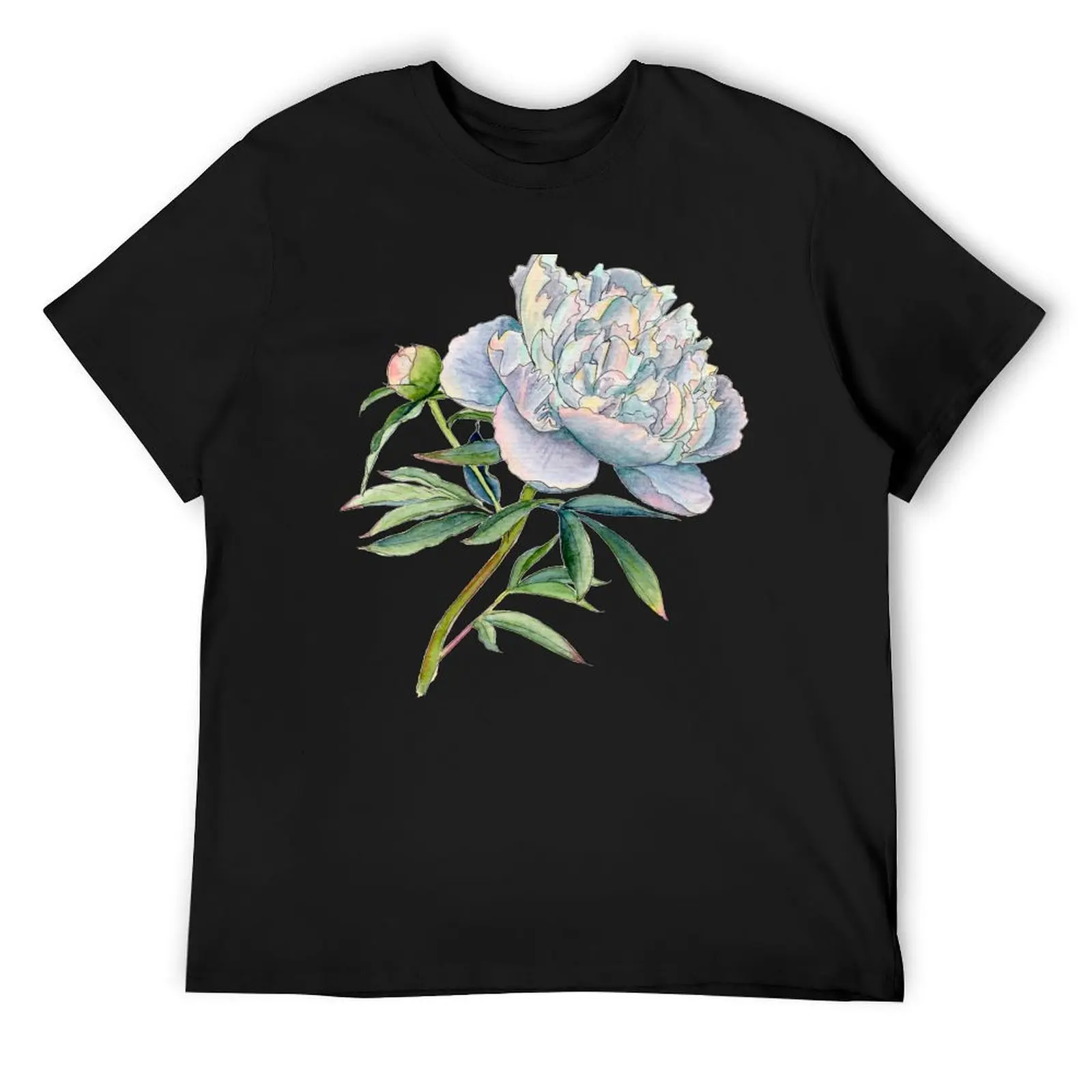 Peony in watercolor and ink by farrahdelle T-Shirt sublime anime tshirt anime figures men t shirts