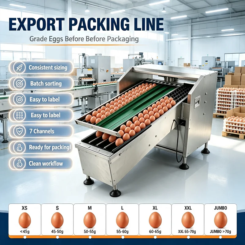 Egg Grading Sorter Machine Digital Scale 2000pcs/h Food Grade Stainless Steel Weigher Custom for Small Farm