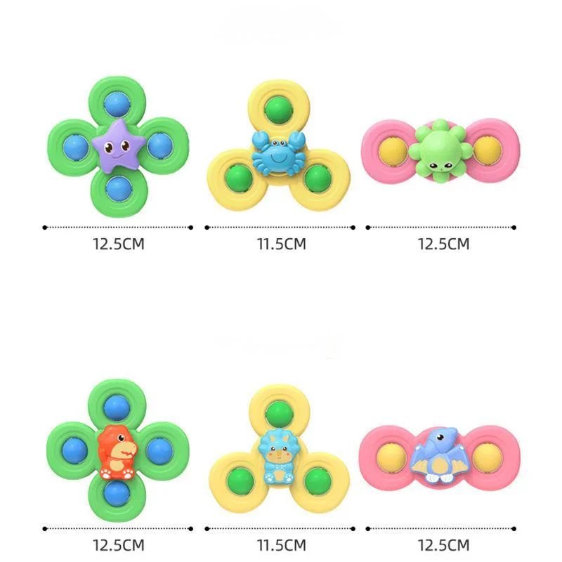 3PCS Suction Cup Spinner Bath Toys For Kids Sensory Stress Relief Spinning Educational Toys Baby Rotating Rattle Fidget Gifts