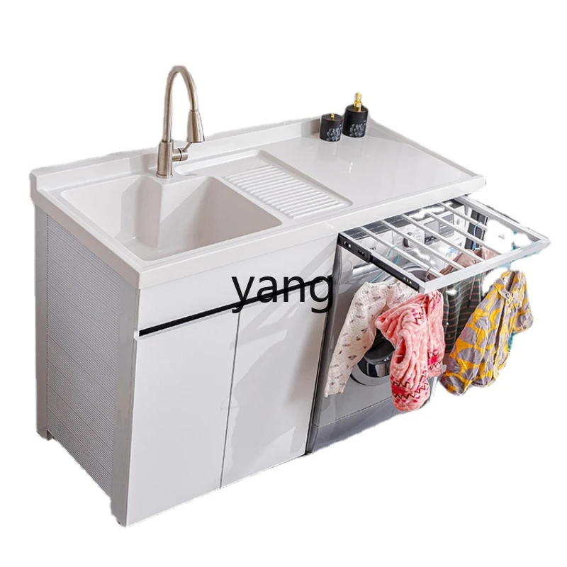 

lmm Alumimum Balcony Washing Machine Cabinet with Washboard Hand Washing Washbasin Cabinet Integrated