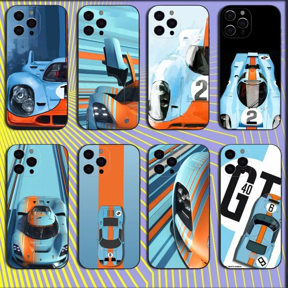 

Star G-Gulf Ra-cing CarS8 Phone Case For iPhone 16,15,14,13,12,11,Mini,Pro,SE,MAX White Matte Shockproof Cover