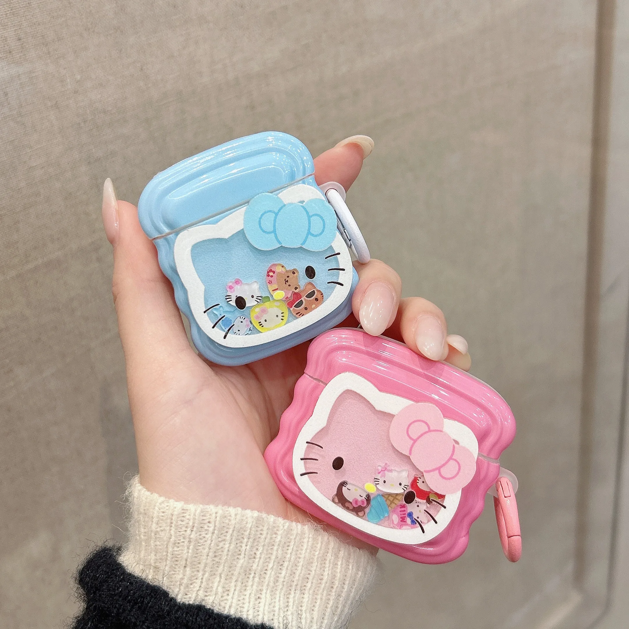 A moving ornament Cute Sanrio Hello Kitty Cartoon Animation Cute Anti-drop Headphone Case For Airpods 4, 1, 2, 3, Pro, Pro2