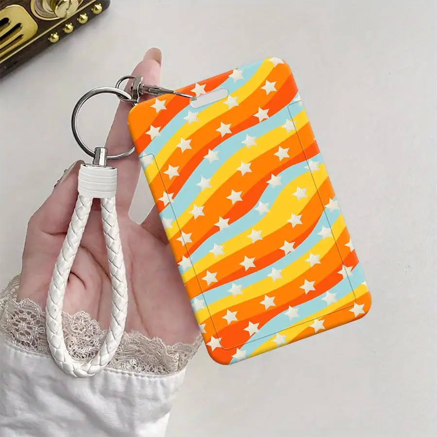 Stars And Stripes Cover Case 1Pc Card Holder Retractable Credit Card Holders Holders Child Bus with lanyard Badge Bank ID