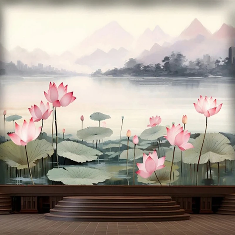 

Chinese Style Lotus Pattern Wallpaper Custom Size Photo Landscape Mural Home Decor Wall Paper For Living Room Bedroom Background