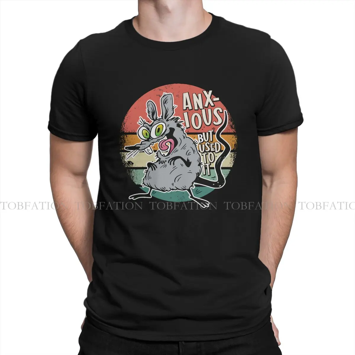 Anxious Rat Newest TShirts Mental Health Men Harajuku Pure Cotton Streetwear T Shirt O Neck Oversized