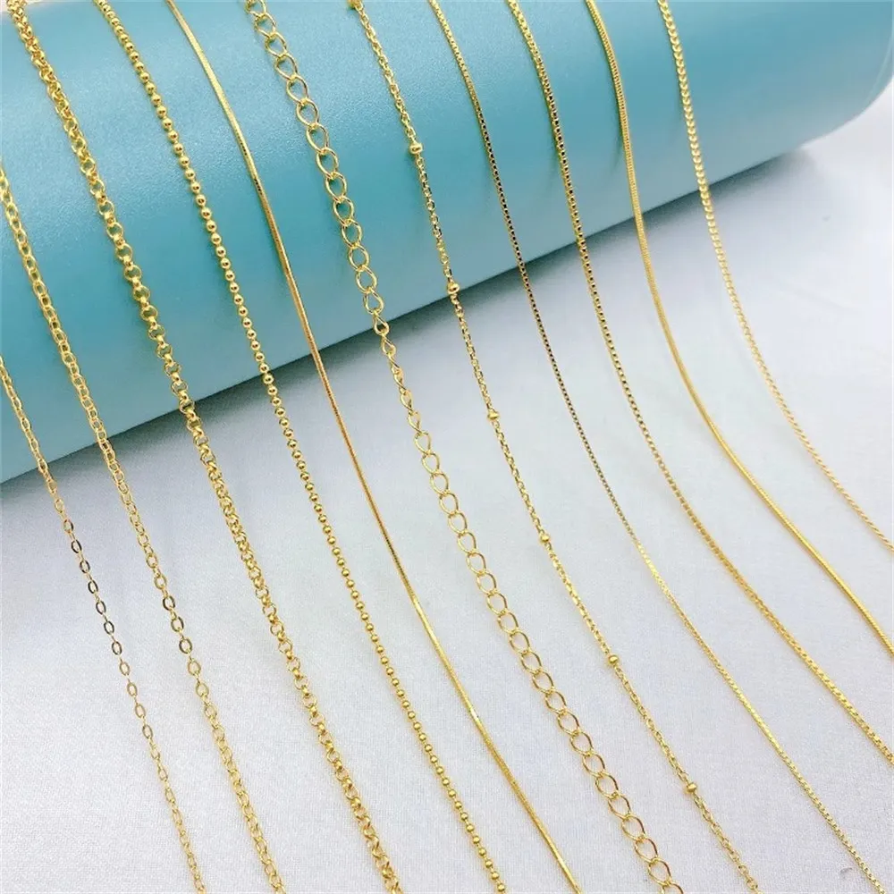 

S925 Sterling Silver Plated 18K Real Gold Chain O-line Chain Diy Handmade Extension Necklace Bracelet Material Accessories L021