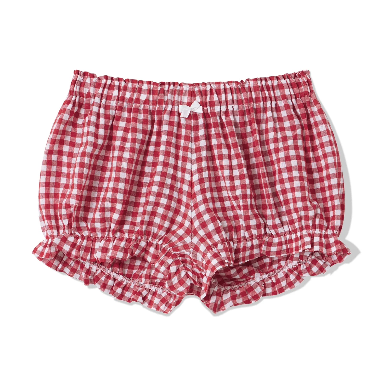 Women's Summer Casual Pajama Shorts Elastic Band Ruffle Trim/Plaid/Solid Color/Duck Print Lounge Shorts Aesthetic Lantern Pants