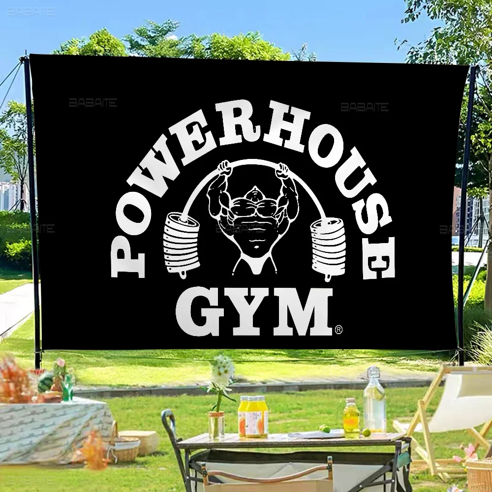 Powerhouse Gym Cartoon Flag Art Science Fiction Room Home Decor Wall Hanging Home Decor Banner