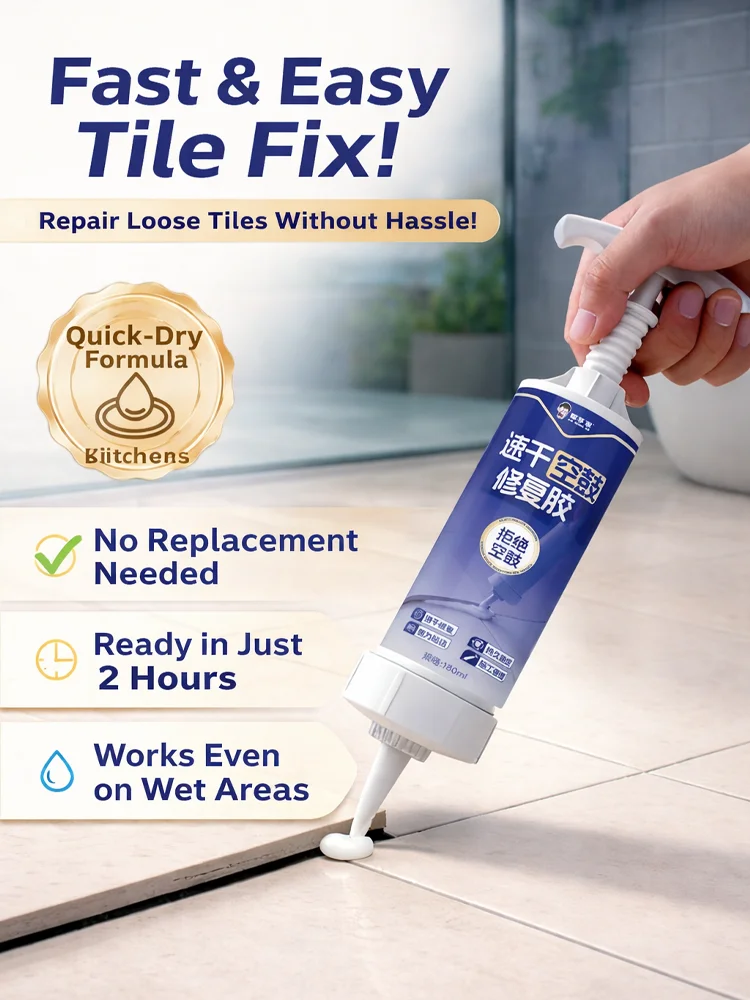 

Ceramic Tile Injection Repair Adhesive, Hollow Tile Fix Glue, Quick Dry Strong Bond Tile Repair Solution
