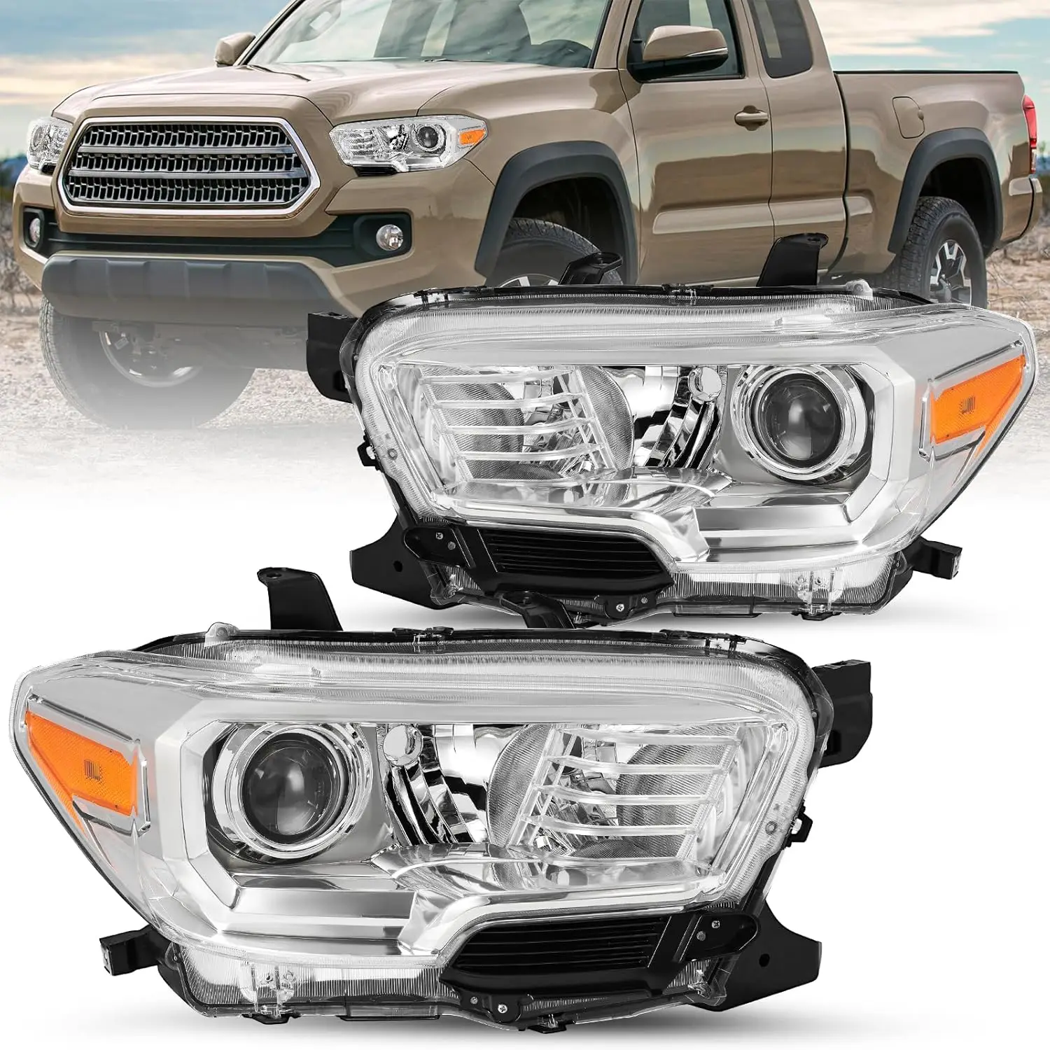 

Фара в сборе, совместимая с Toyota Tacoma 2016-2022, без светодиодных DRL, галогенные фары, замена OE, подходит для Toyota T 16-22 гг.