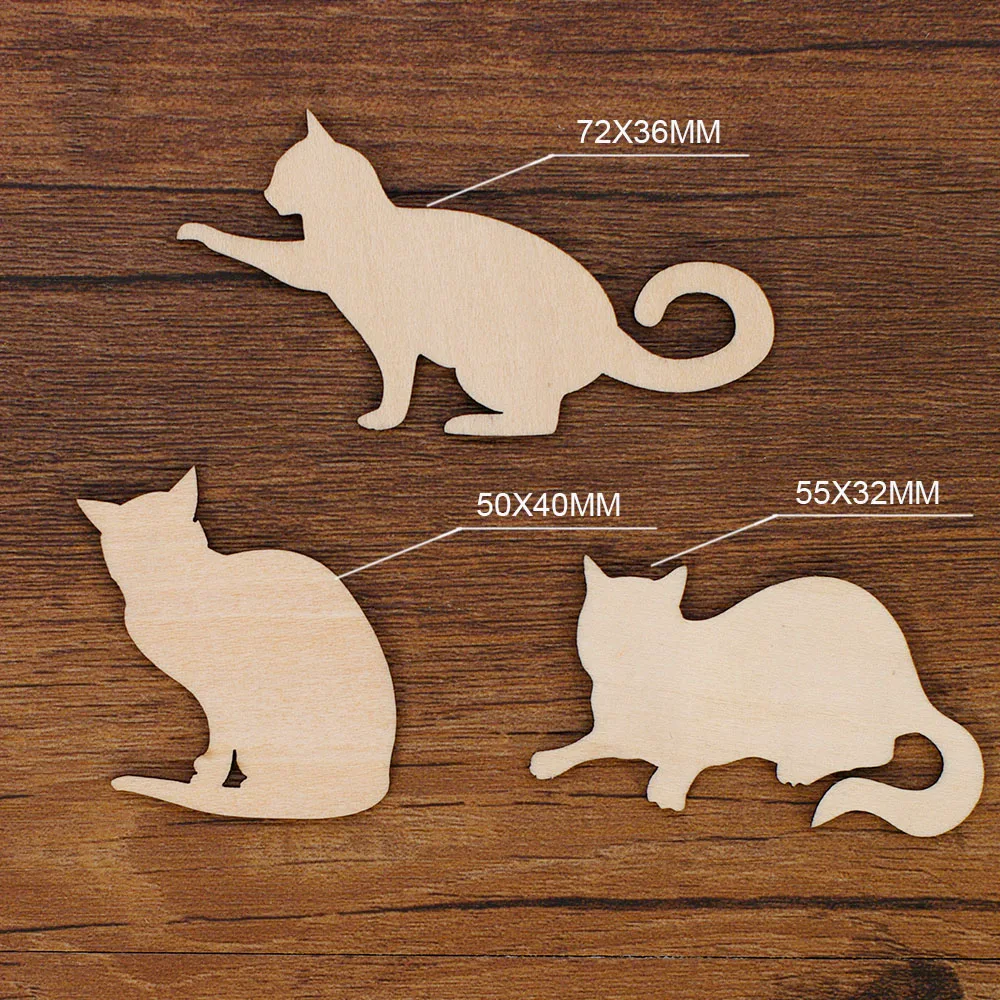 5/10Pcs  Diy Woodworking Crafts Cats DogsCute Animal Shapes Home Decoration DIY Scrapbooking Crafts Pets Wooden Chips