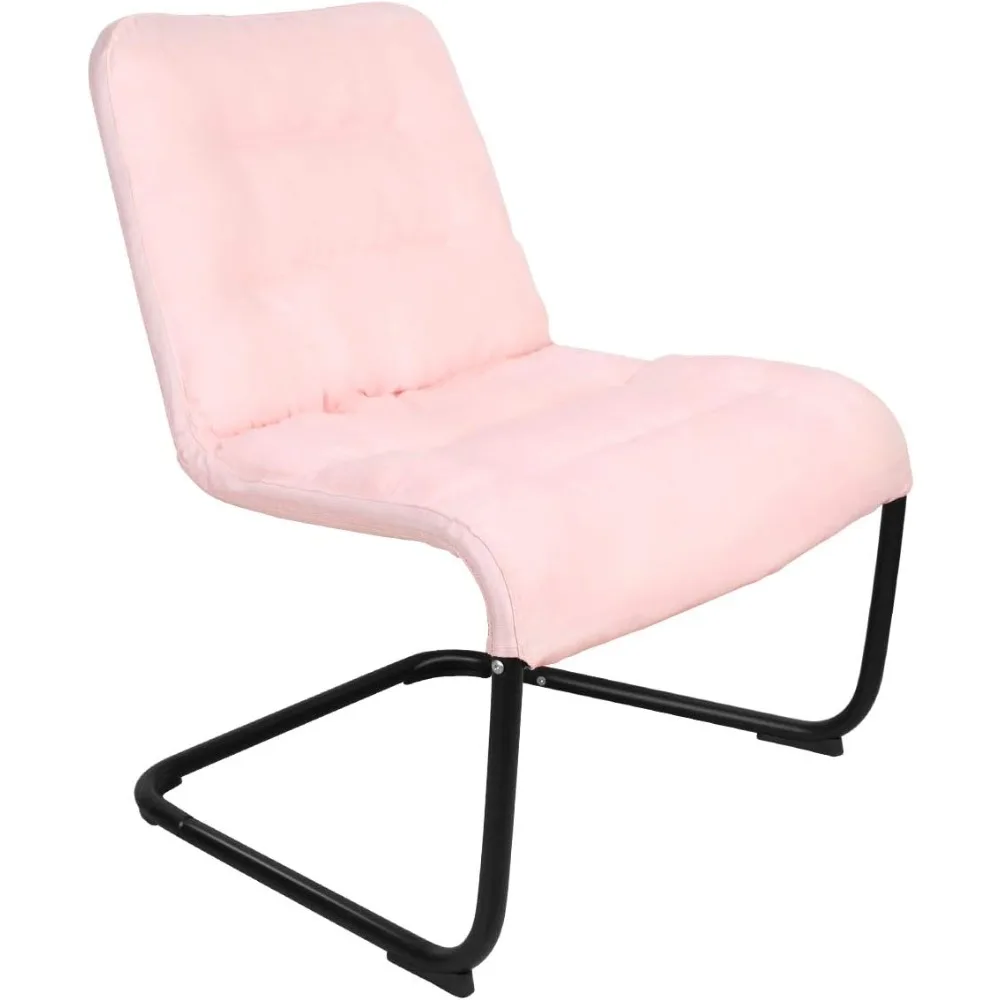 

Upholstered Durable Metal Modern Chair with Soft Cushion, Pink - Ideal for Bedrooms, Living Rooms, Dorms, Indoor Spaces