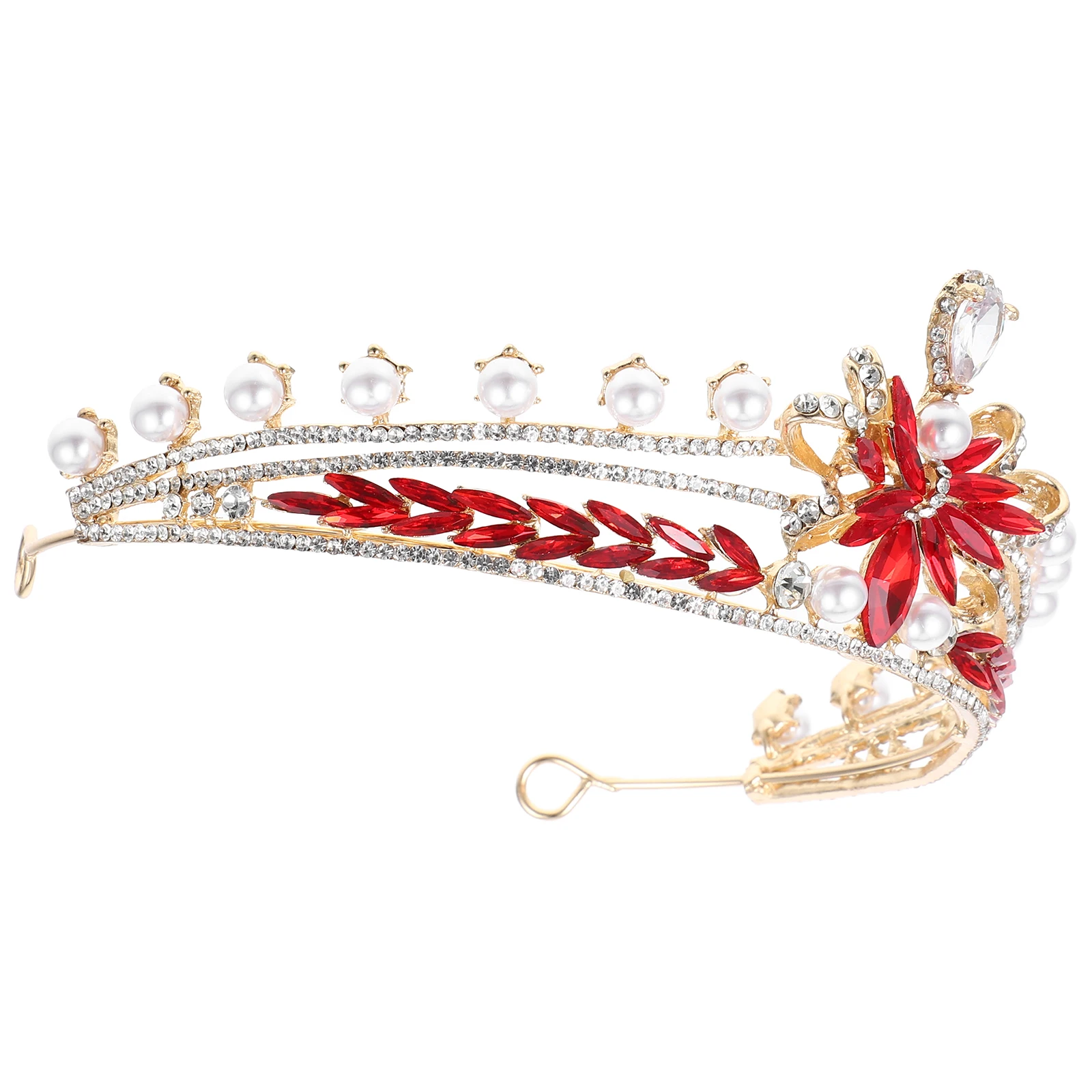 

Pearl Bow Crown Tiaras Rhinestone Bridal Hair Accessories Elegant Design Crown Tiara Women Princess Queen Adult Birthday