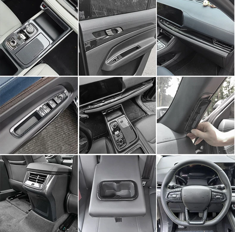 LHD Carbon Fiber Texture Car Interior Panel Protective Cover Gear Shift Door Panel Trim For Ford Territory 2025 2026