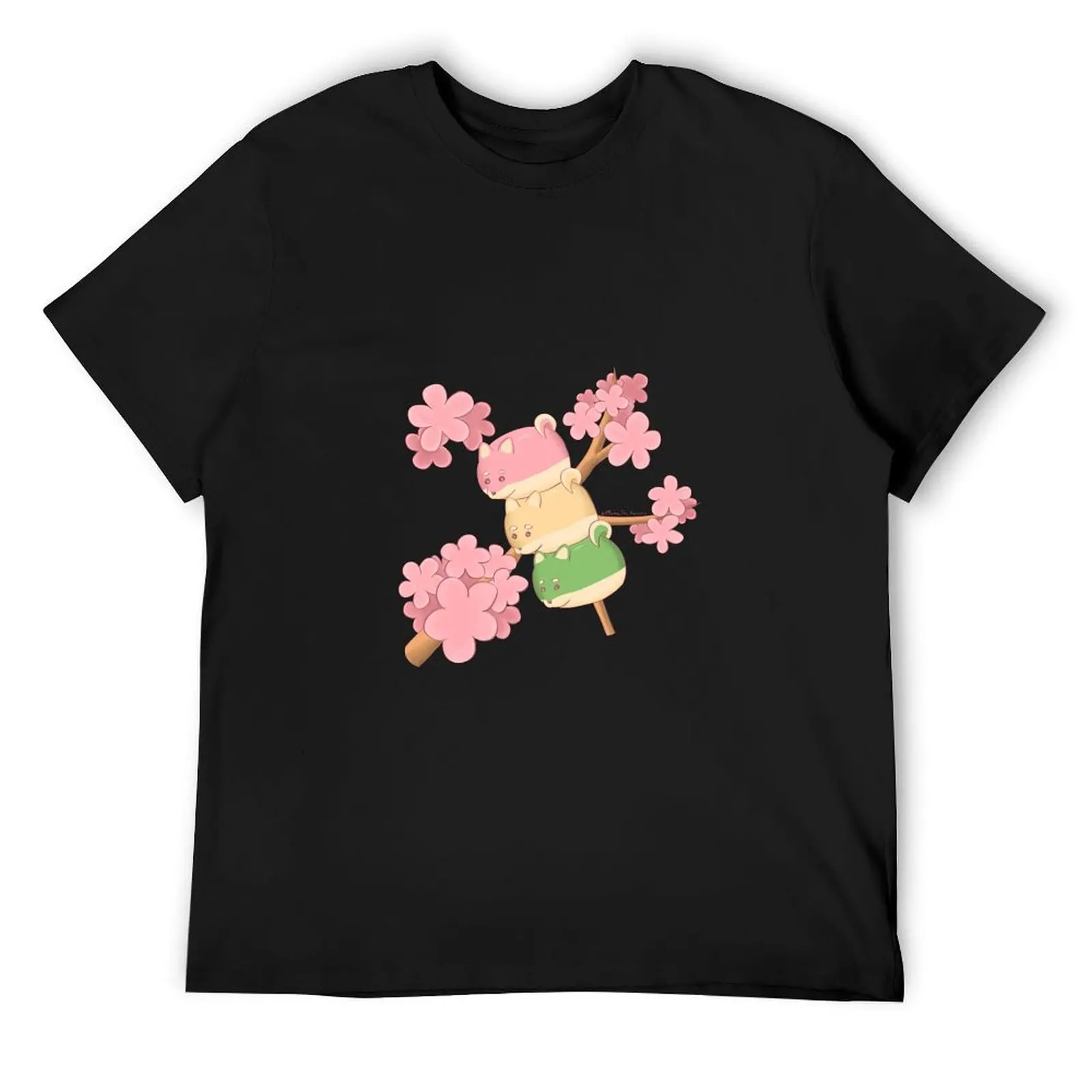 

Hanami Sweets-футболка Shiba Dango с синим замком, рубашка в стиле аниме, быстросохнущая винтажная футболка с рисунком, мужская футболка