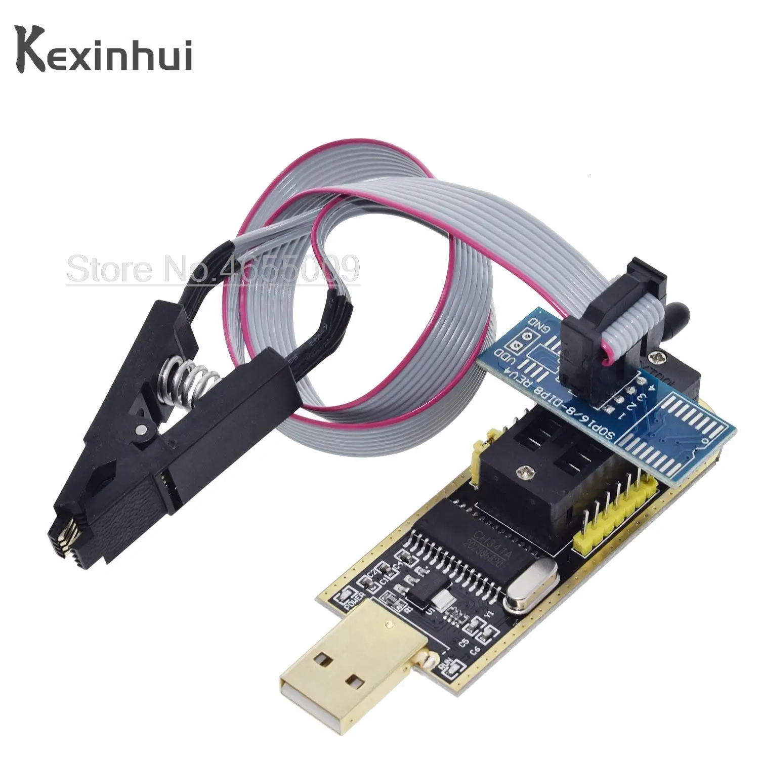 CH341A 24 25 Series EEPROM Flash BIOS USB Programmer Module + SOIC8 SOP8 Test Clip + 1.8V adapter + SOIC8 adapter DIY KIT