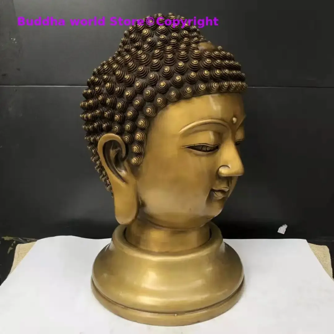 Large Southeast Asia Thailand copper Decorative buddha head Statue living room Company GOOD LUCK SAFETY Sakyamuni BUDDHA Statue