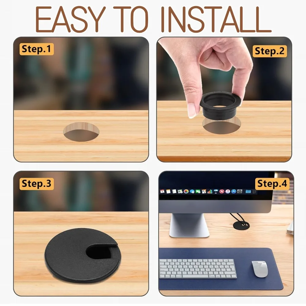 Plastic Wire Hole Cover 1.5/2/2.5 Inch Table Outlet Cable Passing Threading Box Cover Round Office Furniture Desk Organizer view 6